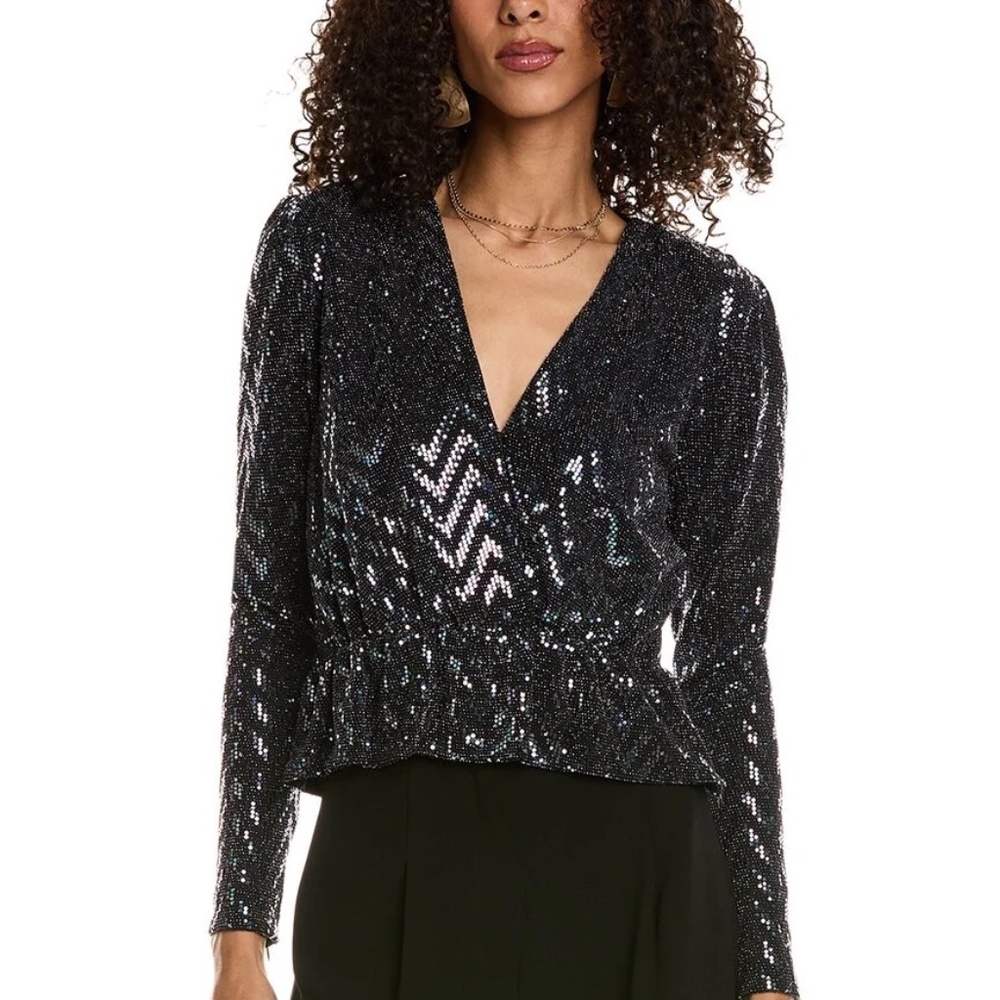 ba & sh Filip Sequin Black Top sz XS NWT